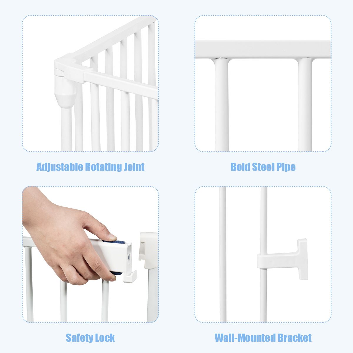6-Panel Baby Pet Safety Playpen with Walk Through Door-White