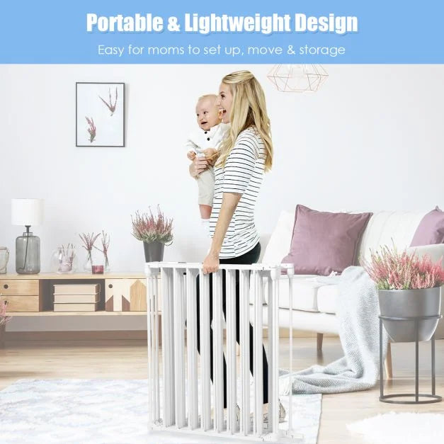 6-Panel Baby Pet Safety Playpen with Walk Through Door-White