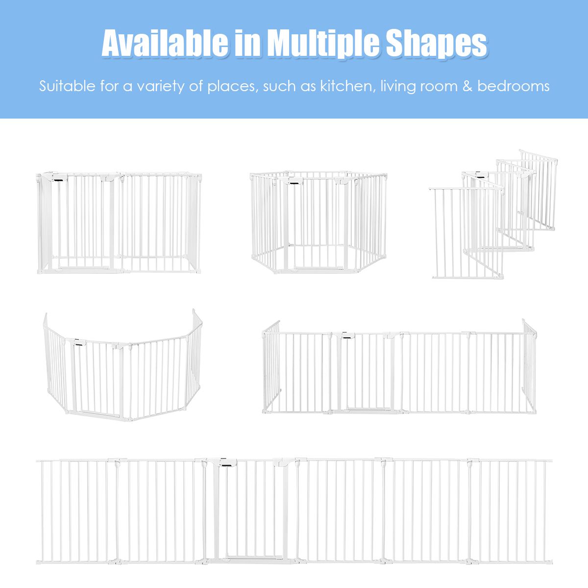 6-Panel Baby Pet Safety Playpen with Walk Through Door-White