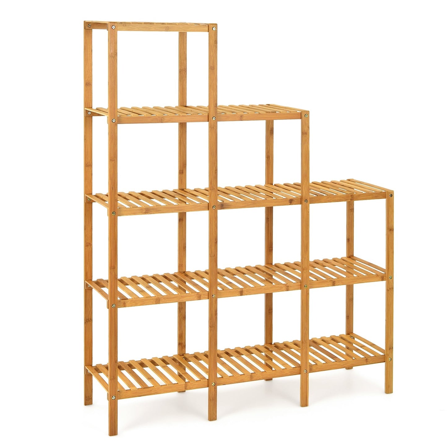 5-tier Bamboo Plant Stand Storage Organizer Rack with Shelves-Natural