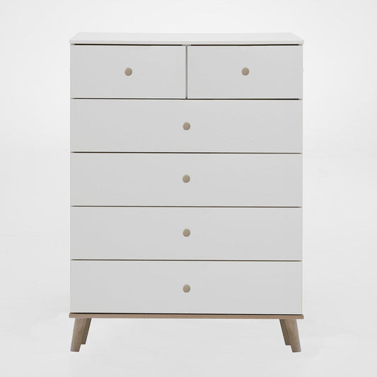 Chest of Drawer BERTEN 4+2 Drawer Chest White and Oak 81cm