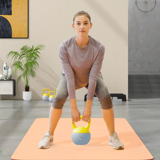 SPORTNOW 8KG Soft Kettlebell, Kettlebell with Non-Slip Handle for Home Gym, Weight Lifting, Strength Training, Yellow/Grey