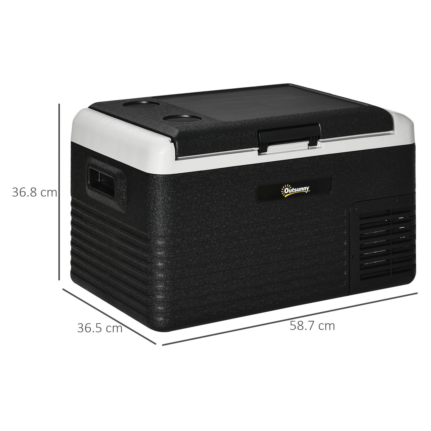 Outsunny 30L Car Refrigerator, Portable Compressor Car Fridge Freezer, Electric Cooler Box with 12/24V DC and 110-240V AC for Camping, Driving, Picnic, Down to -20_