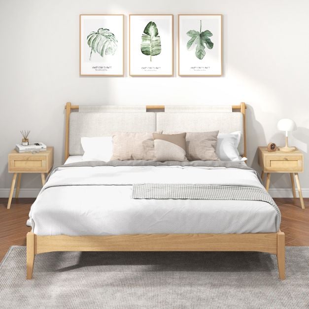 Set of 2 Rattan Bedside Tables with Drawers Side Table Nightstand Night Console Sofa Table