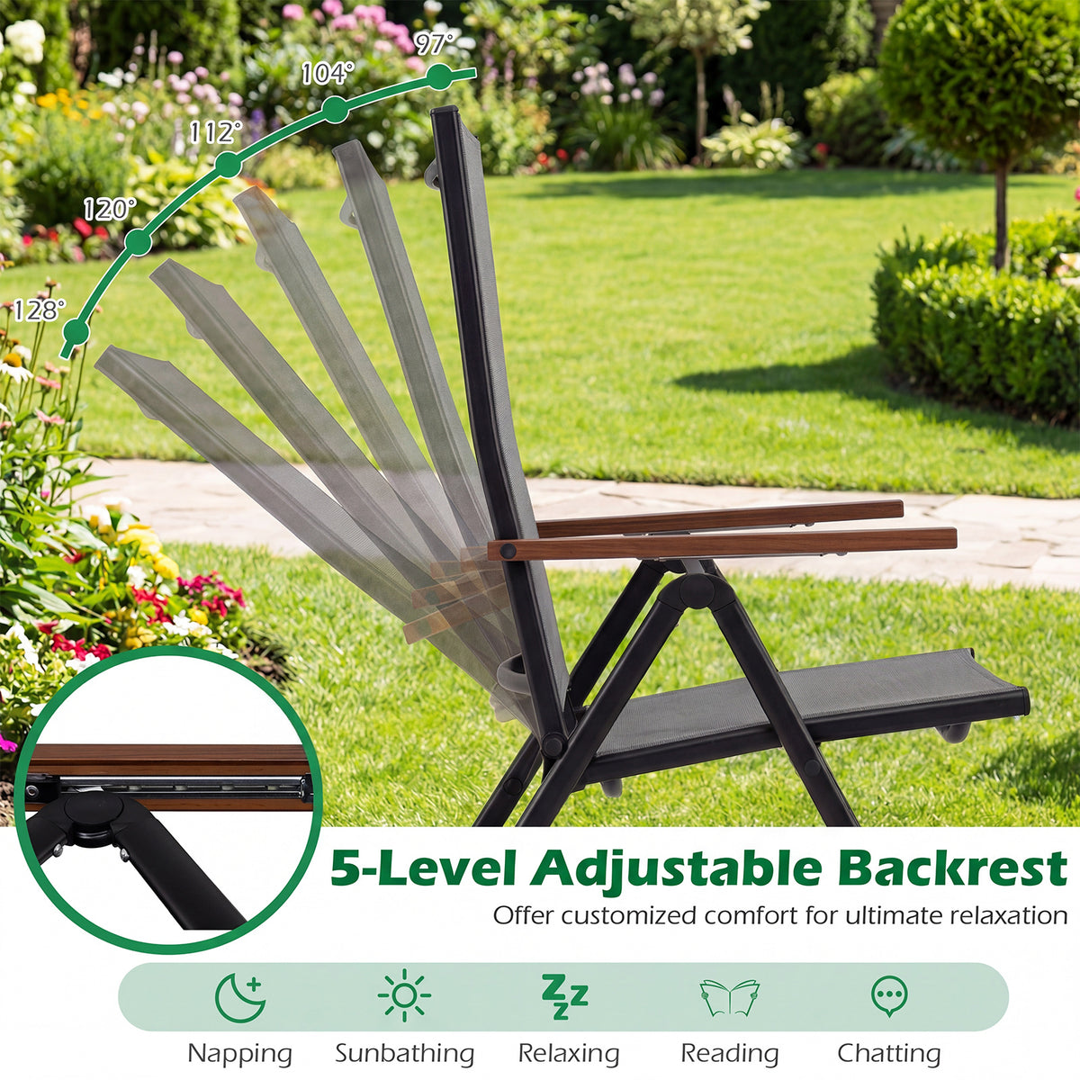 Breathable Fabric Folding Patio Chairs