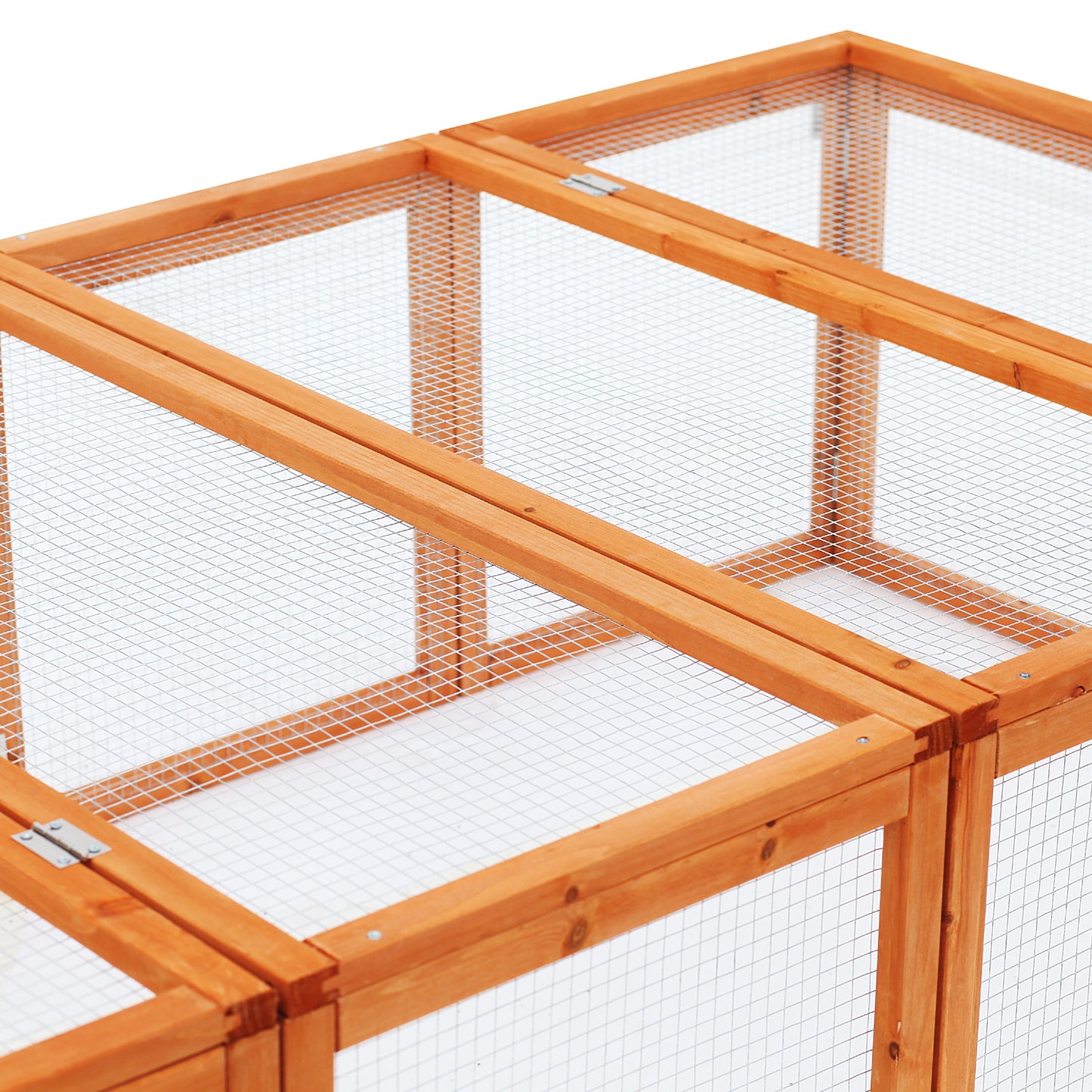 PawHut Wooden Rabbit Hutch Cage 6ft with Wire Mesh, Openable Roof, Play Space for Outdoor, Natural Wood Finish