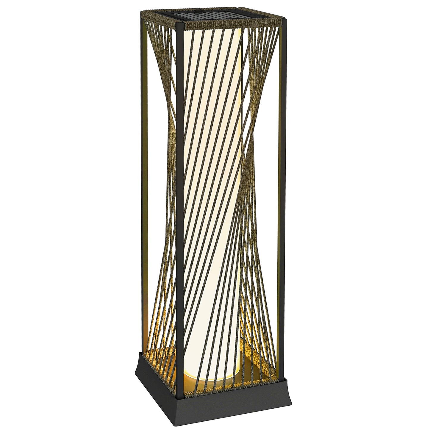 Outsunny Garden Rattan Lamp, 77 cm Tall Solar Rattan Floor Lamp, Solar Garden Light z automatycznym włączaniem/wyłączaniem świateł LED, IP44 Wodoodporny do użytku na zewnątrz, na ganku, ścieżce, tarasie, szary