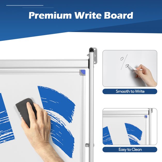 360° Rotating Double-Sided Whiteboard Blackboard with Magnets
