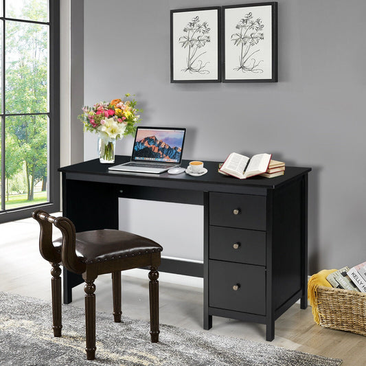 Modern Computer Desk with 3 Drawers for Home Office-Black