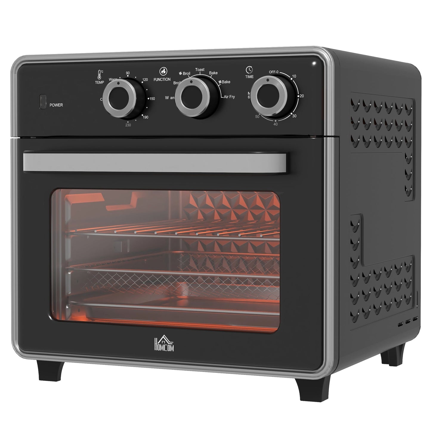 HOMCOM 20L 90-230_ Mini Convection Oven, with Air Fry Function - Black