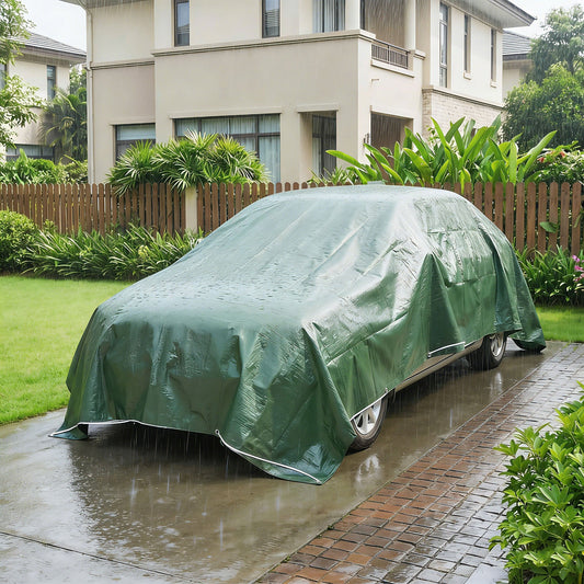 Outsunny 4 x 6m Waterproof Tarpaulin, 90GSM Tear-Resistant PE Tarp with Reinforced Grommets, UV Protected Cover