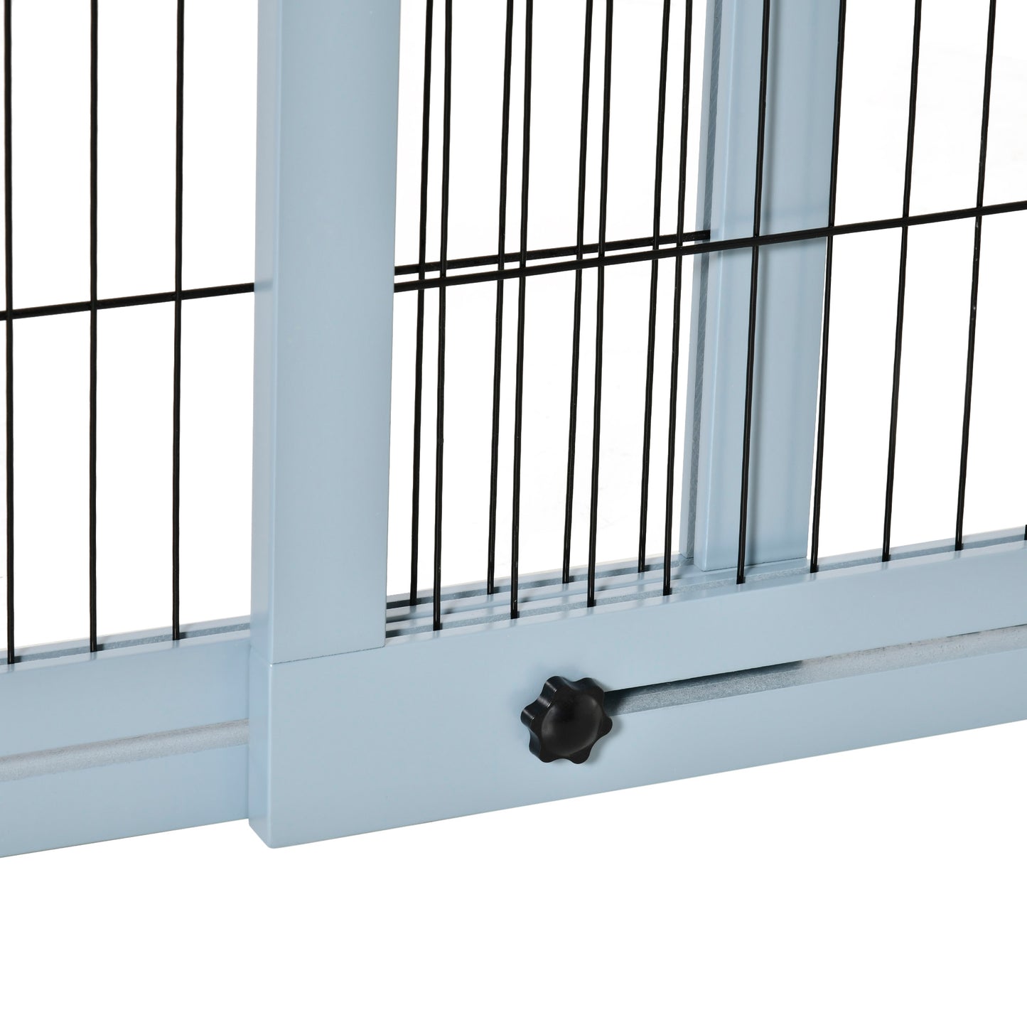 PawHut Freestanding Dog Gate, Foldable Pet Fence, Indoor Wood Barrier, Stair Gate with Support Feet, for Doorway, Hallway, Small and Medium Dogs, 69H x 104-183 cm, Blue-grey