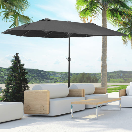 Outsunny 4.6m Double Garden Parasol - Black