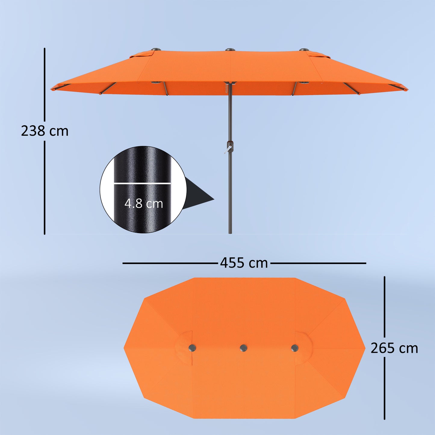 Outsunny 4,6 m podwójny parasol ogrodowy - pomarańczowy