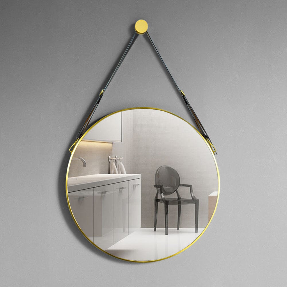 Scandinavian Minimalist Adjustable Round Hanging Mirror – 40cm Gold Finish