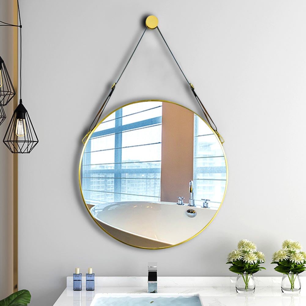 Scandinavian Minimalist Adjustable Round Hanging Mirror – 40cm Gold Finish