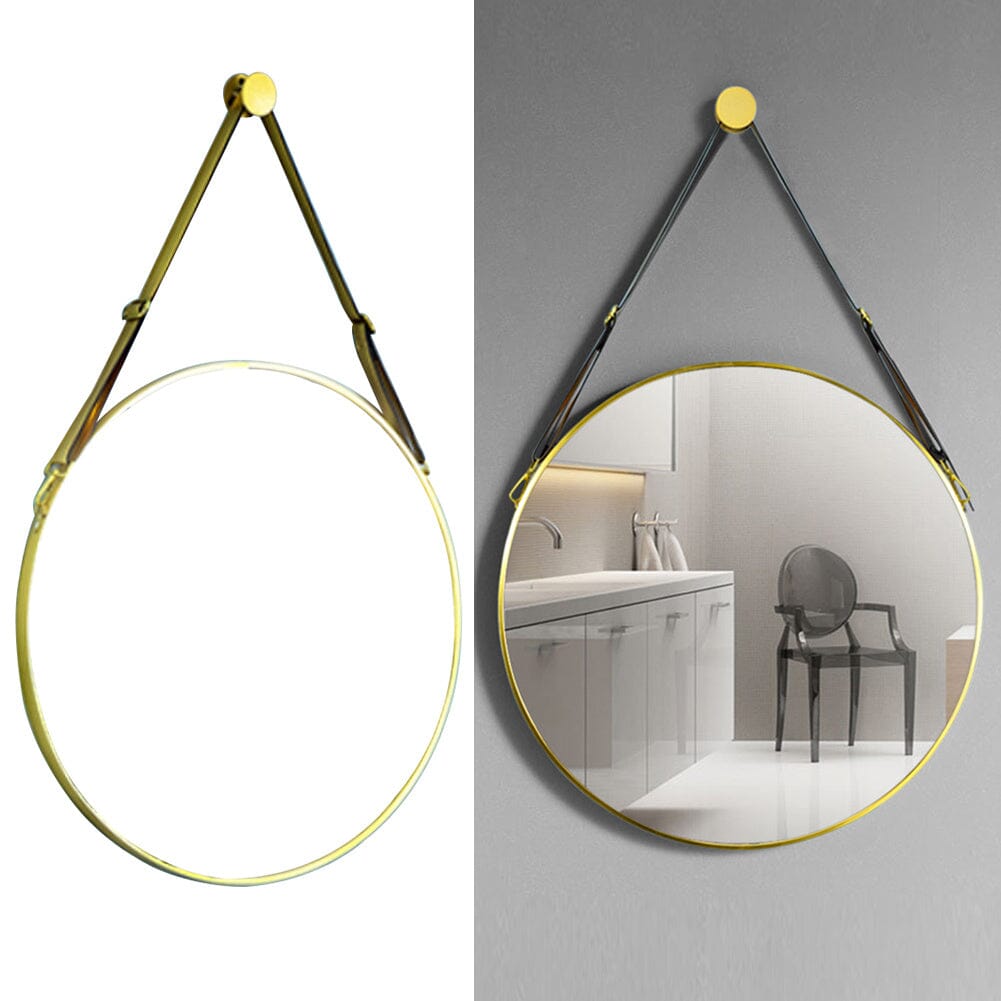 Scandinavian Minimalist Adjustable Round Hanging Mirror – 40cm Gold Finish