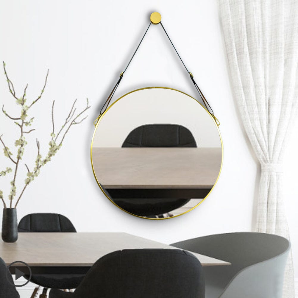 Scandinavian Minimalist Adjustable Round Hanging Mirror – 40cm Gold Finish