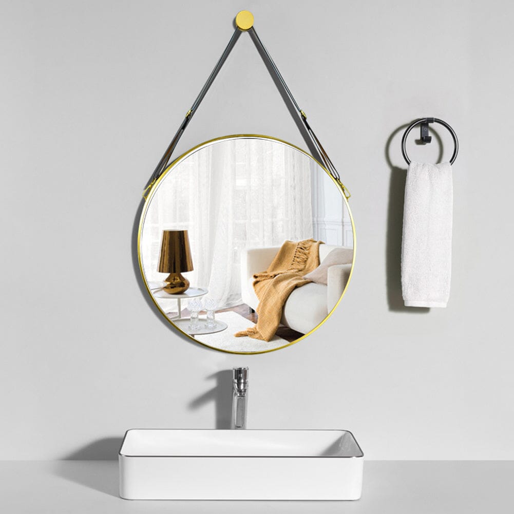 Scandinavian Minimalist Adjustable Round Hanging Mirror – 40cm Gold Finish