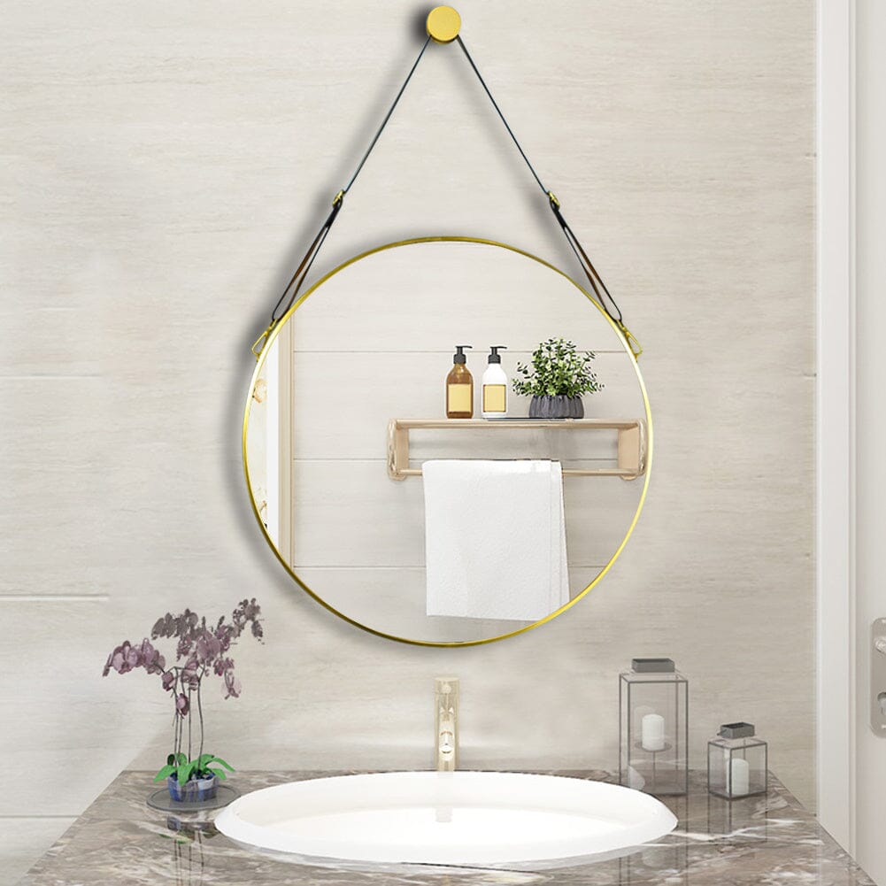 Scandinavian Minimalist Adjustable Round Hanging Mirror – 40cm Gold Finish