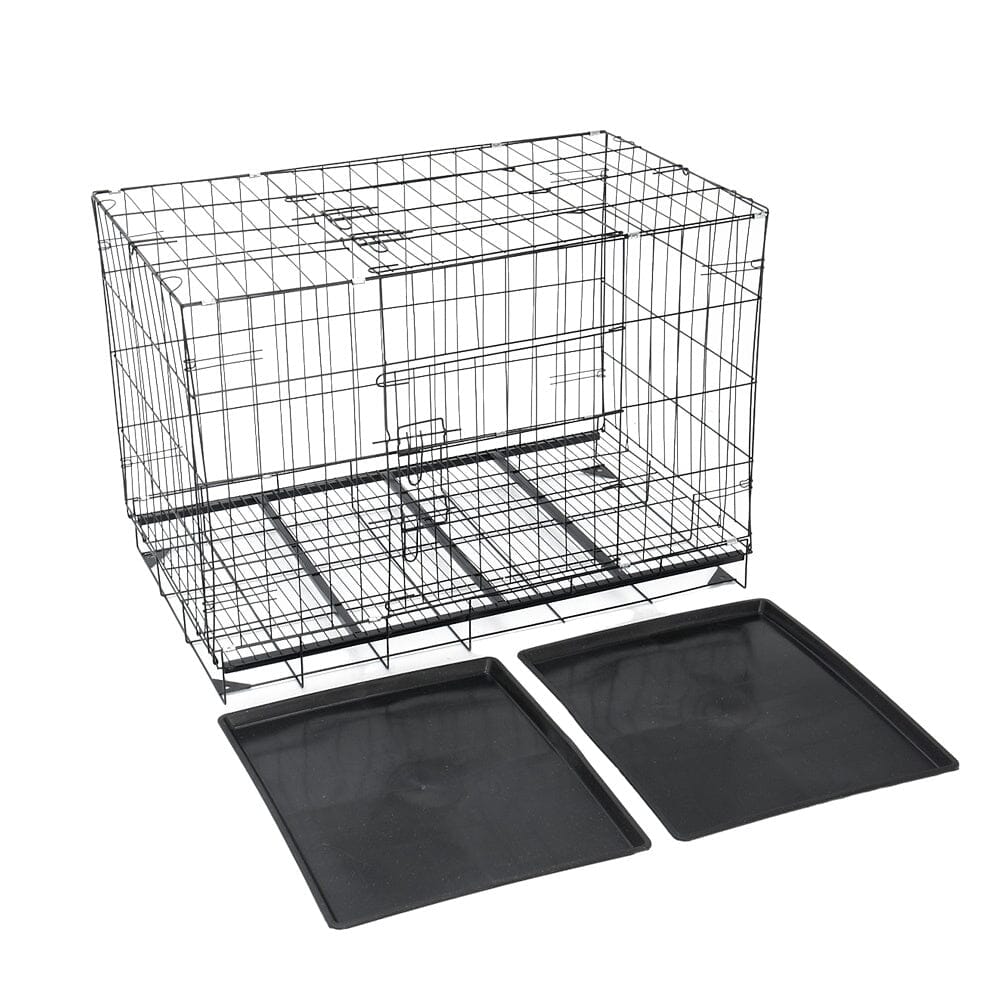 Reinforced Black Pet Cage for Medium to Small Dogs, Cats, and Rabbits