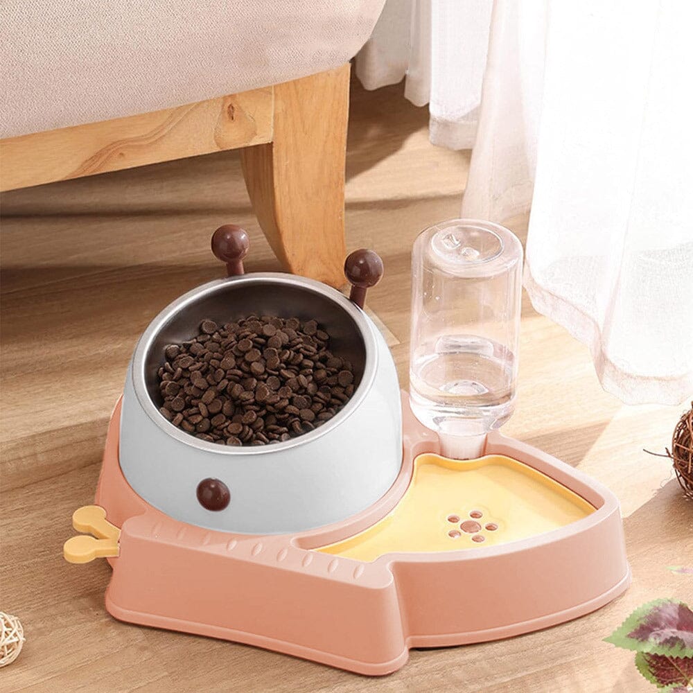 Pet Feeder and Water Dispenser Set with Slow Feeder