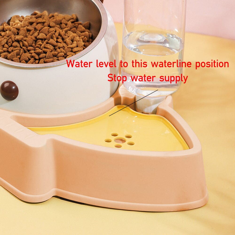 Pet Feeder and Water Dispenser Set with Slow Feeder