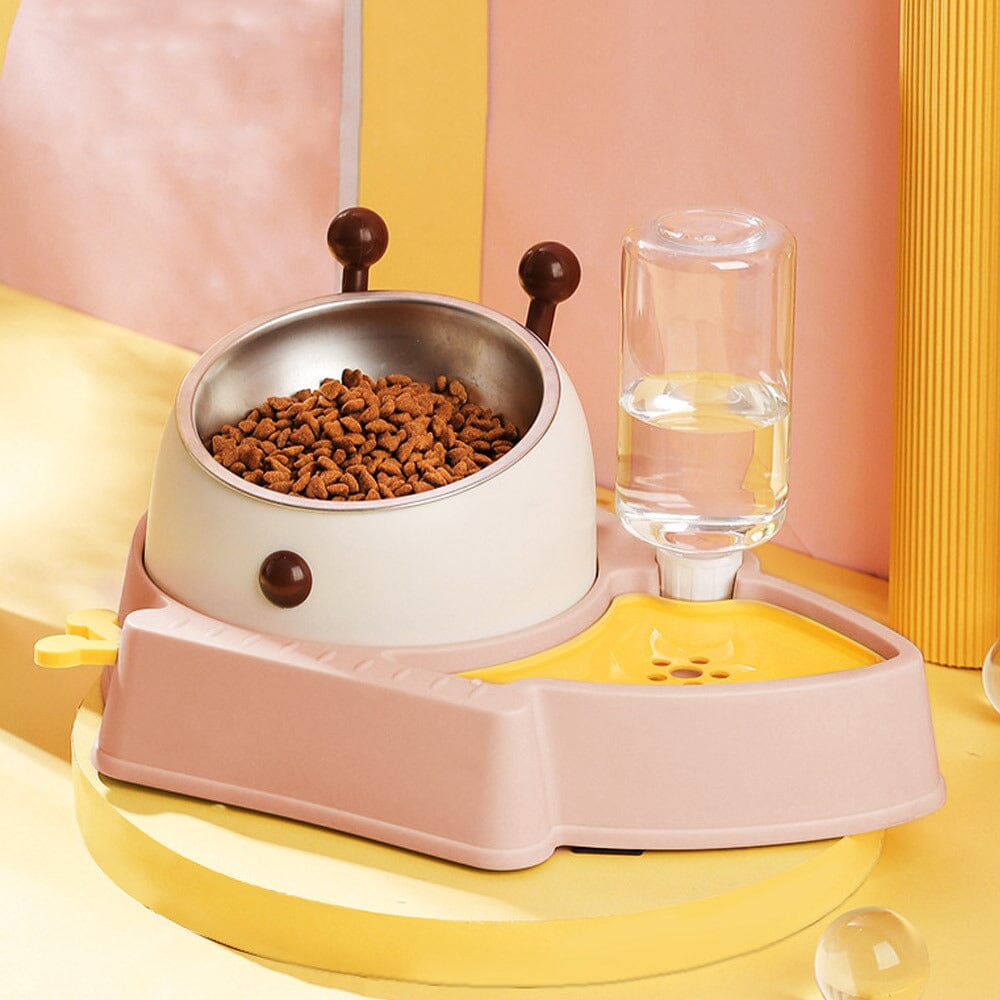 Pet Feeder and Water Dispenser Set with Slow Feeder