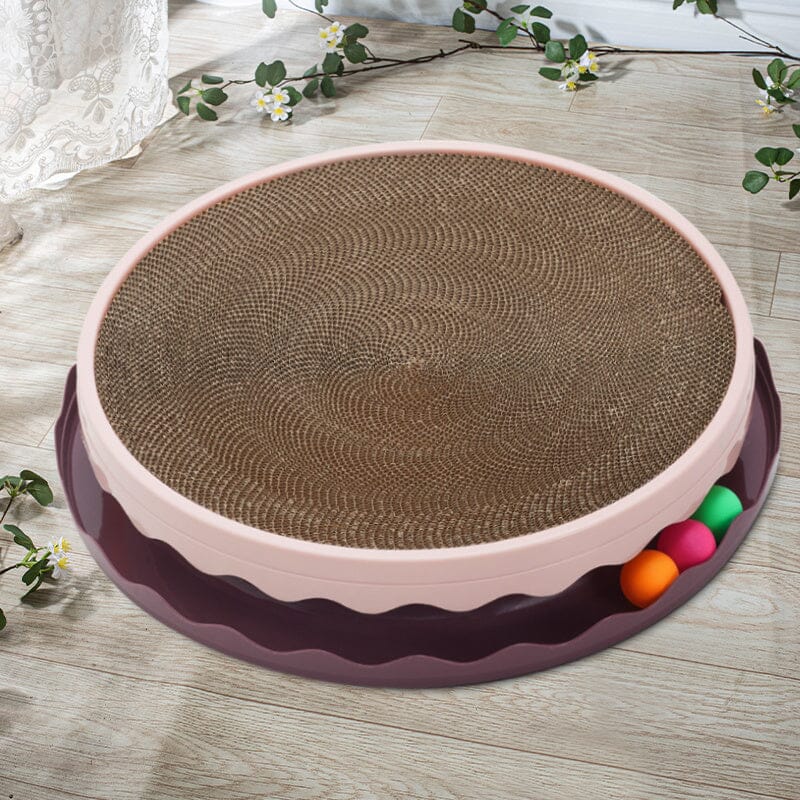Circular Cat Scratching Board with Ball Toy