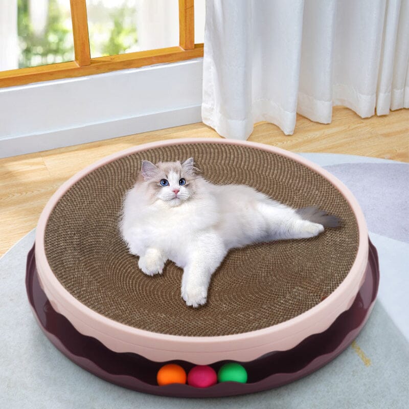 Circular Cat Scratching Board with Ball Toy