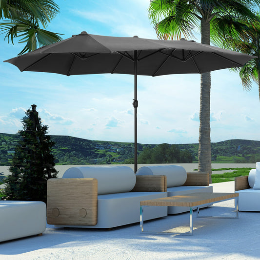 Outsunny 4.6M Sun Umbrella Canopy in Grey, image 2