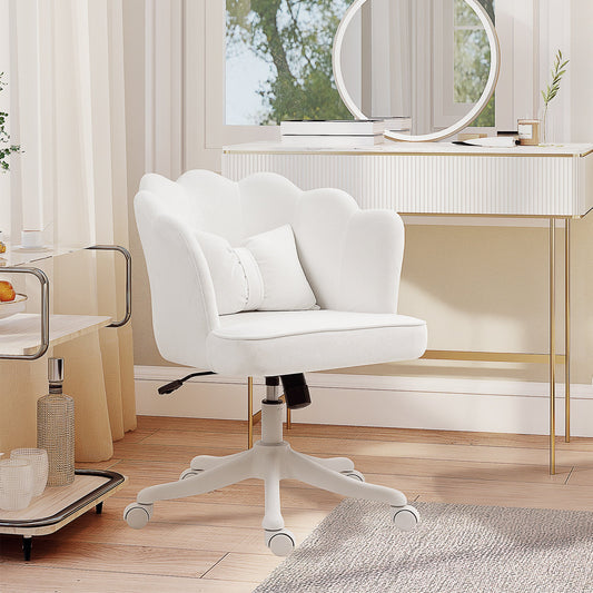 HOMCOM Velvet-Feel Petal Back Office Chair - White