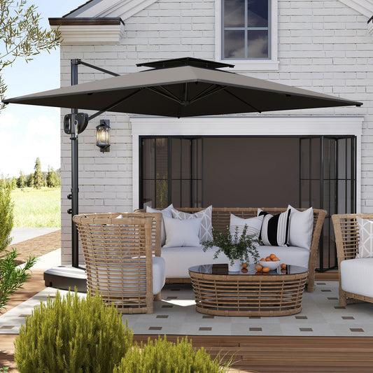 Outsunny Cantilever Parasol in Dark Grey, image 2