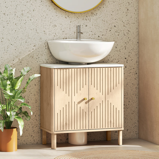 HOMCOM Under Sink Bathroom Cabinet in Oak, image 2