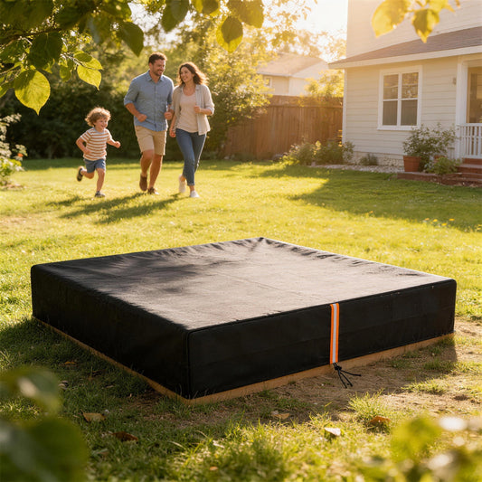 AIYAPLAY Sandbox Cover, Square Sandpit Cover Waterproof Dustproof UV Protection, Sandbox Canopy with Drawstring and Elastic Band