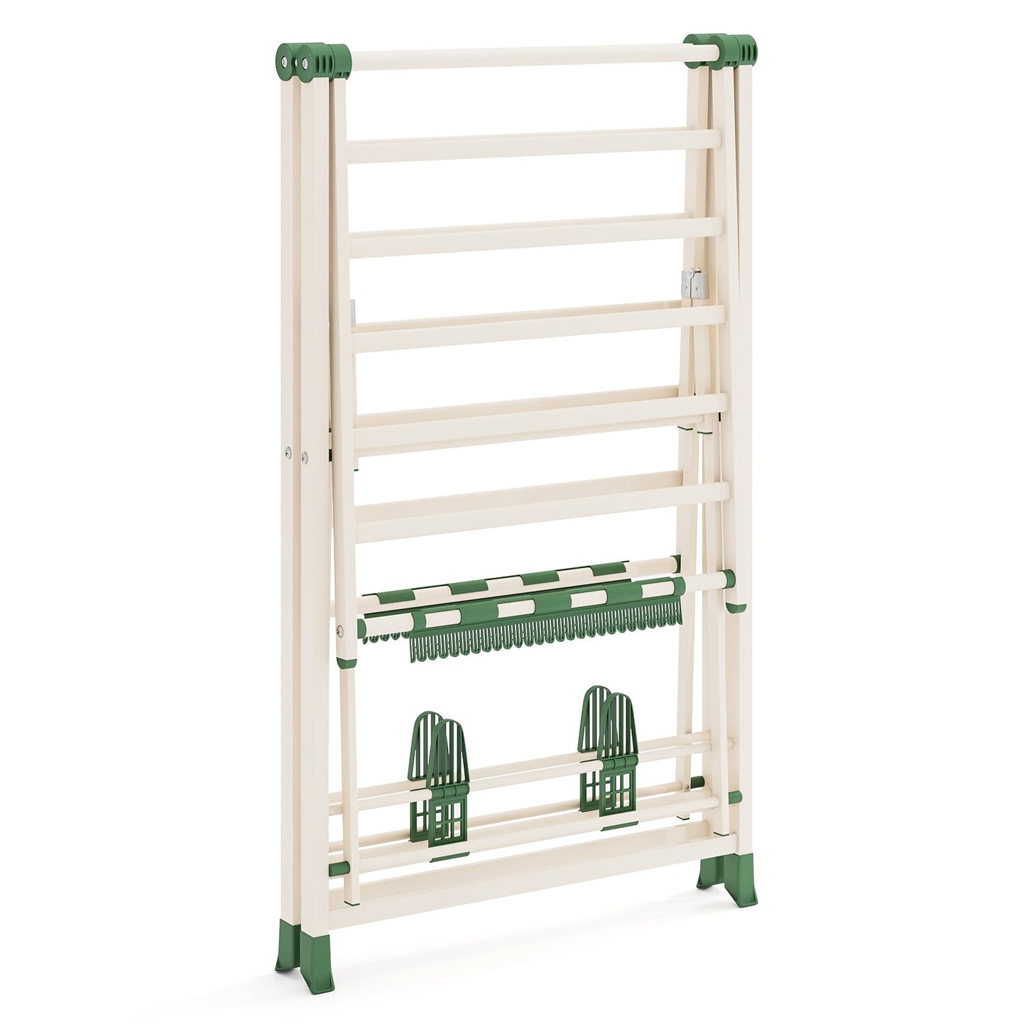 Clothes Drying Rack Foldable Laundry Drying Rack with 16 Drying Rails-Beige