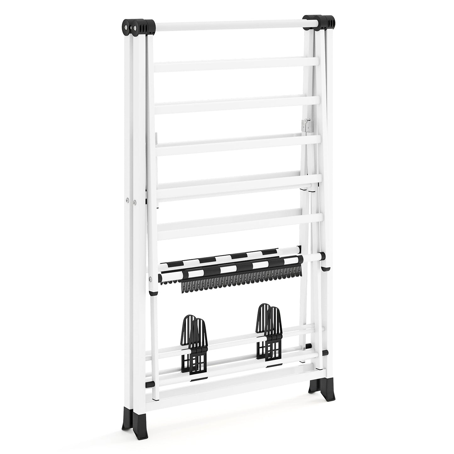 Clothes Drying Rack Foldable Laundry Drying Rack with 16 Drying Rails-White