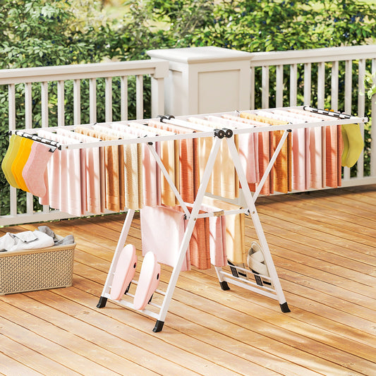 Clothes Drying Rack Foldable Metal Laundry Drying Rack-White