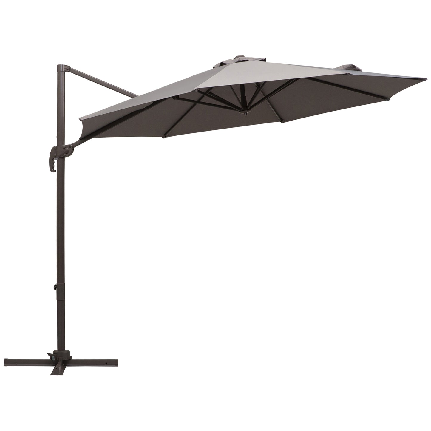 Outsunny 3m Cantilever Aluminium Frame Outdoor Garden Parasol Szary