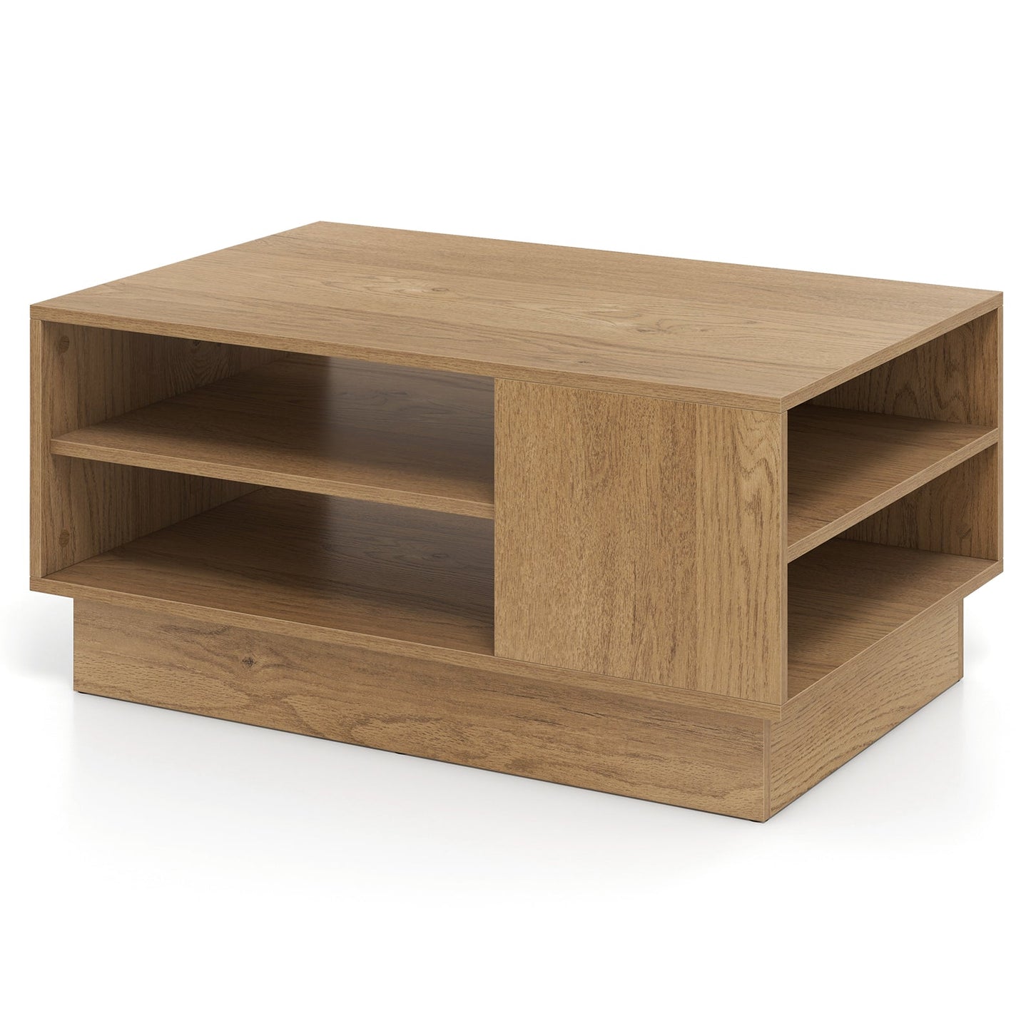 Wooden coffee table with storage space & open compartments living room table side table sofa table natural