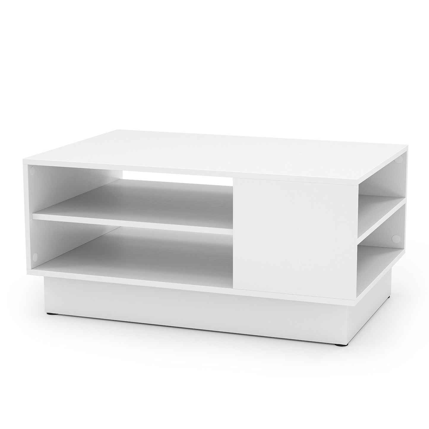 Wooden coffee table with storage space & open compartments living room table side table sofa table white