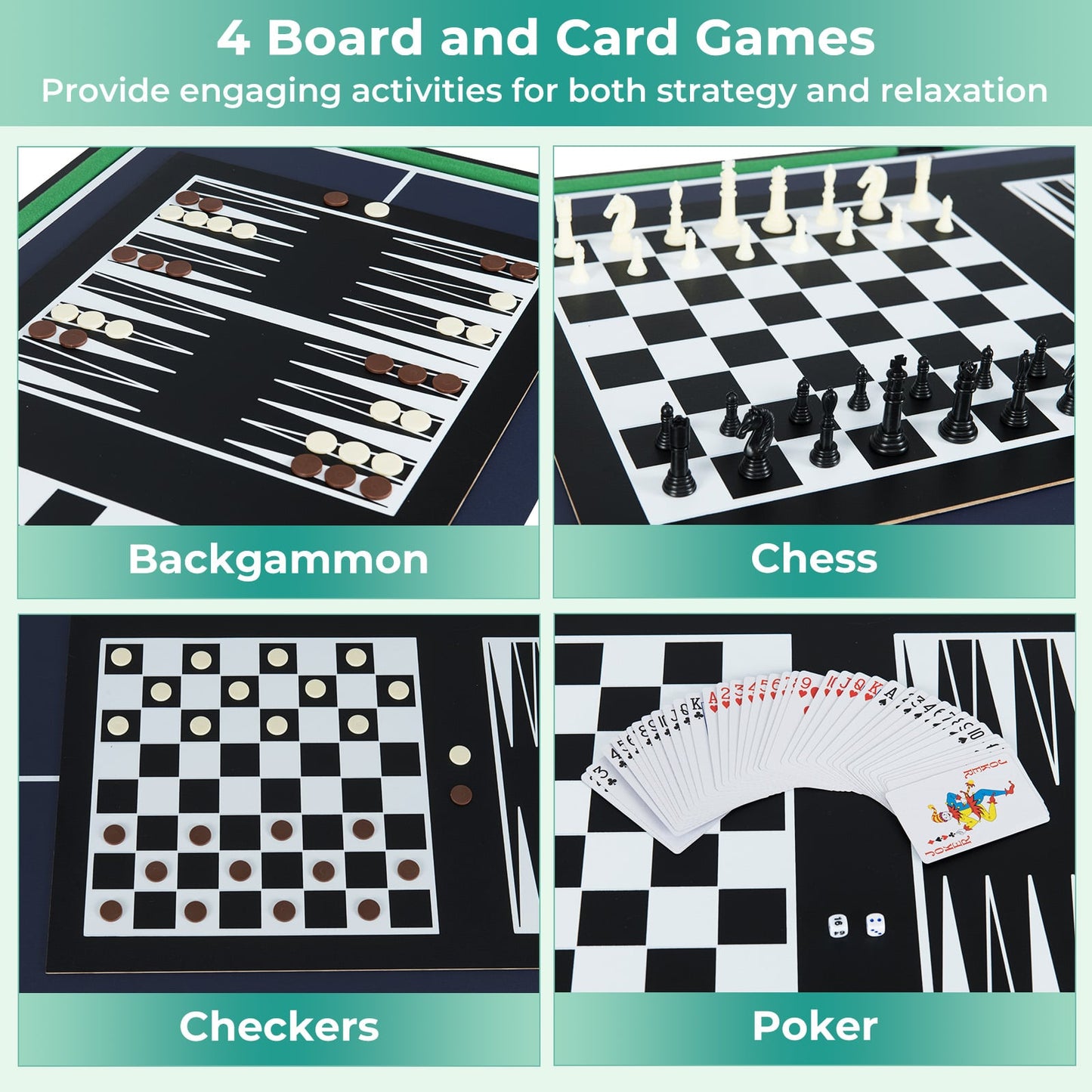 10-in-1 Combo Game Table Set Multi-Game Table with Foosball-Brown