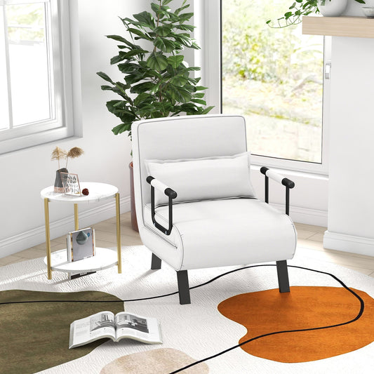 Convertible Sofa Bed 4-in-1 with 6-Position Adjustable Backrest-Beige