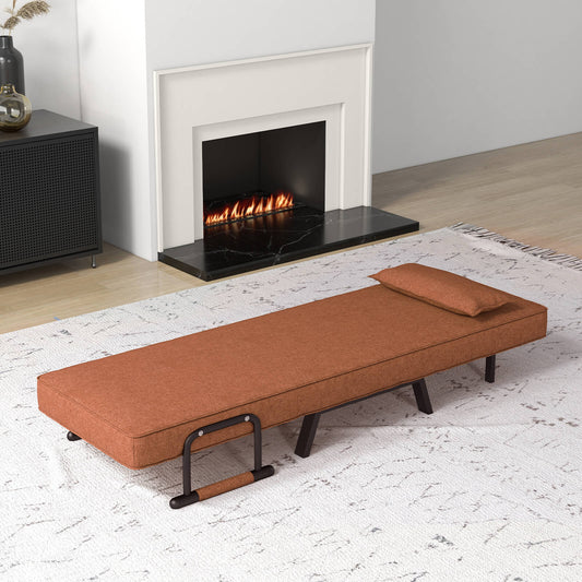 Convertible Sofa Bed 4-in-1 with 6-Position Adjustable Backrest-Coffee