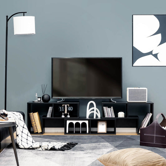 3 Pieces Convertible TV Stand for TVs up to 65 Inches-Black
