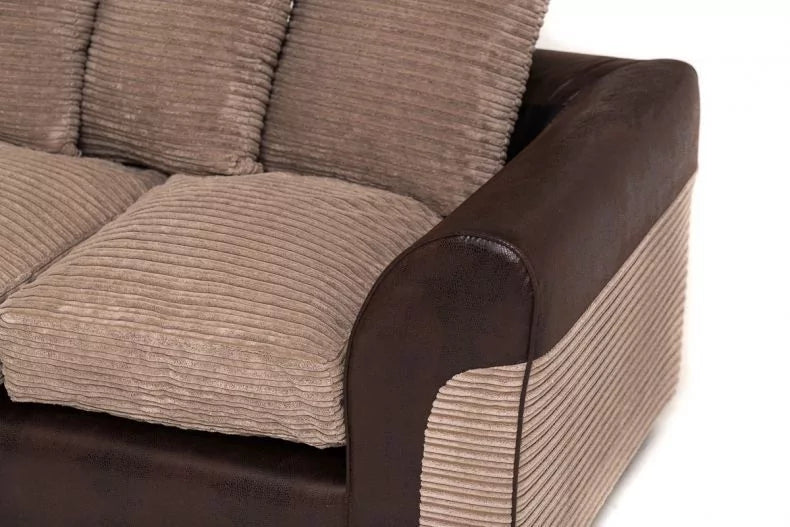 Harvey Cord Fabric Corner Sofa - Black or Brown