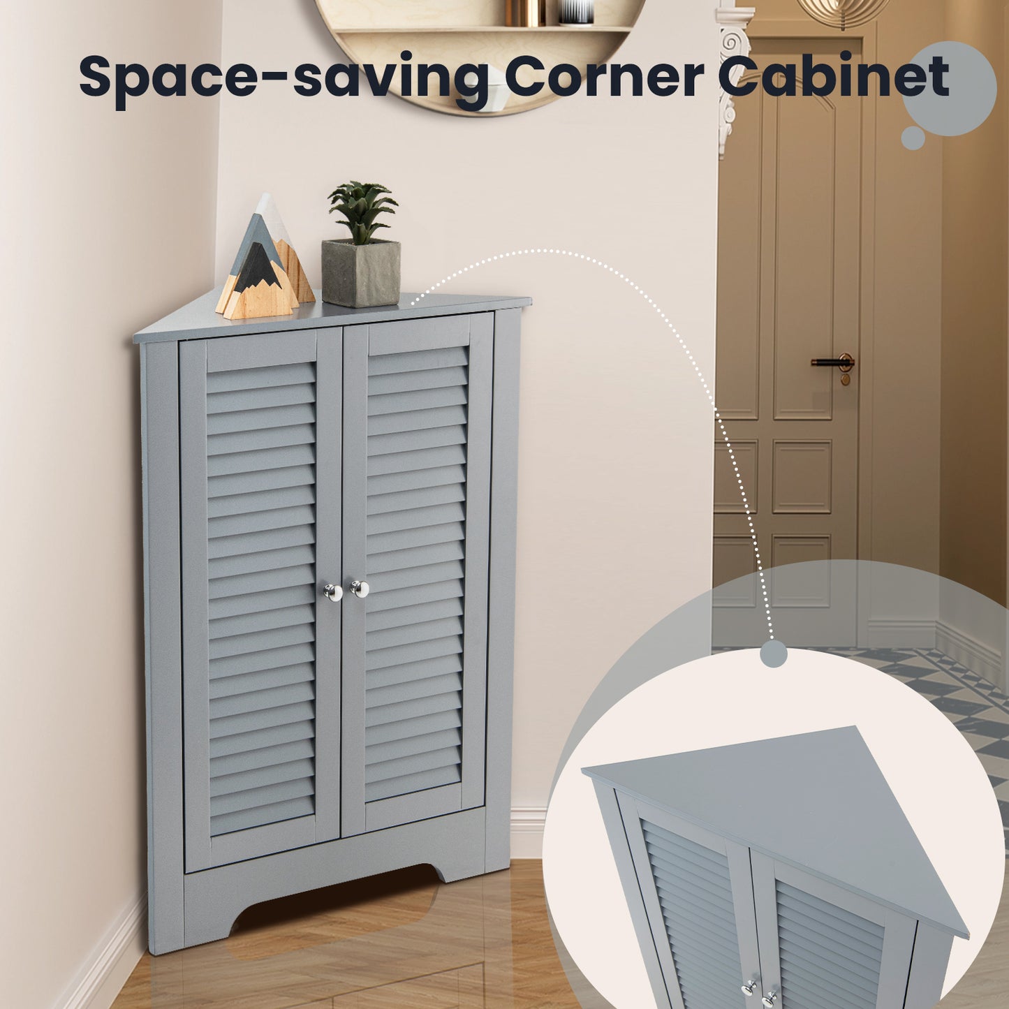 Corner Storage Cabinet Display Unit-Grey