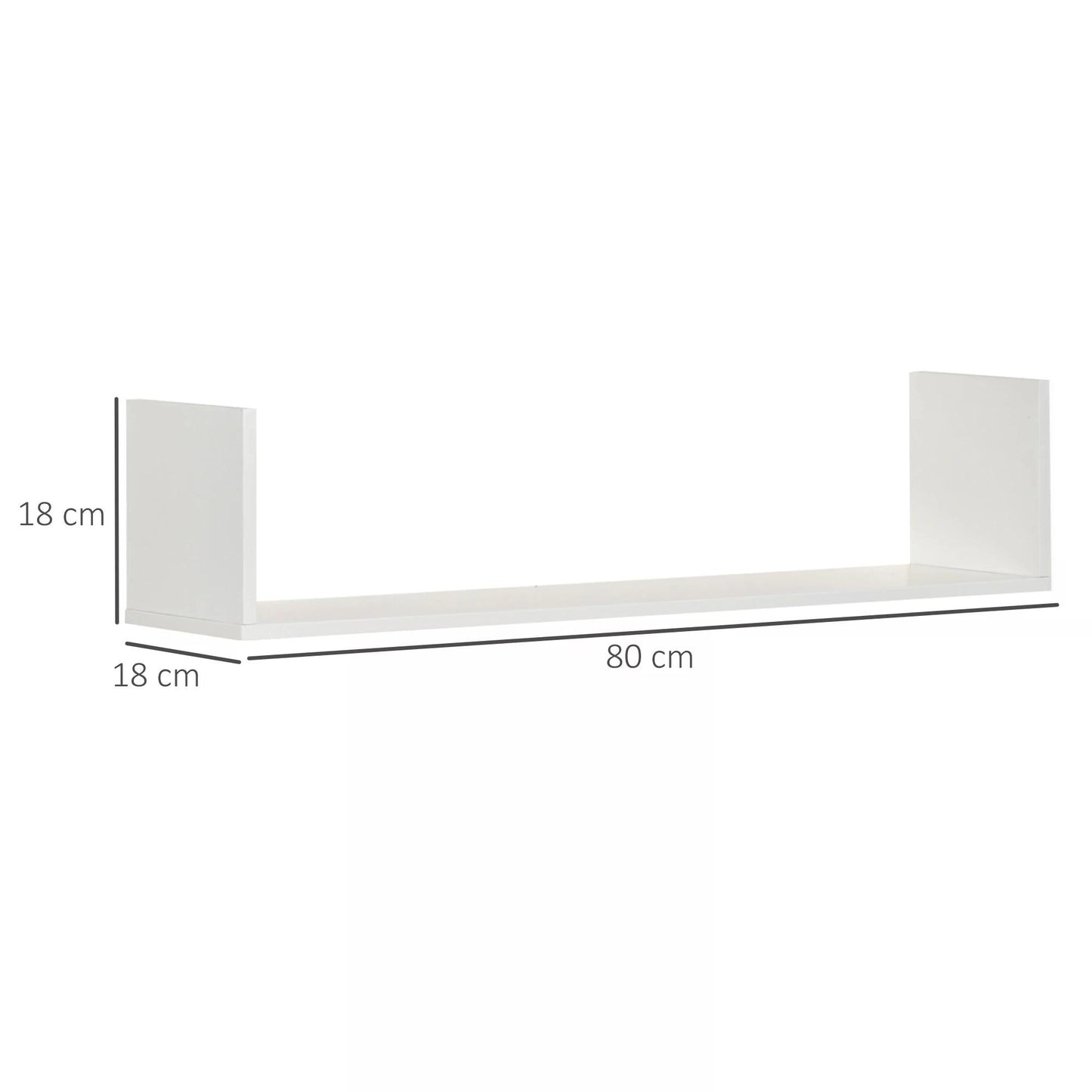 HOMCOM Set of 3 Wooden U-Shaped Floating Shelves Set Wall Mounted Hanging Bookshelf CD DVD Storage Display for Bedroom Living Room Kitchen, White