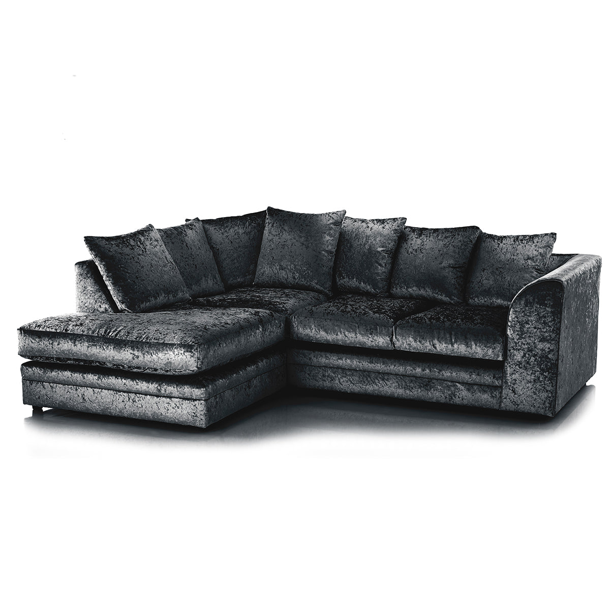 Arabia Crushed Velvet Corner Sofa - Silver, Black, Mink