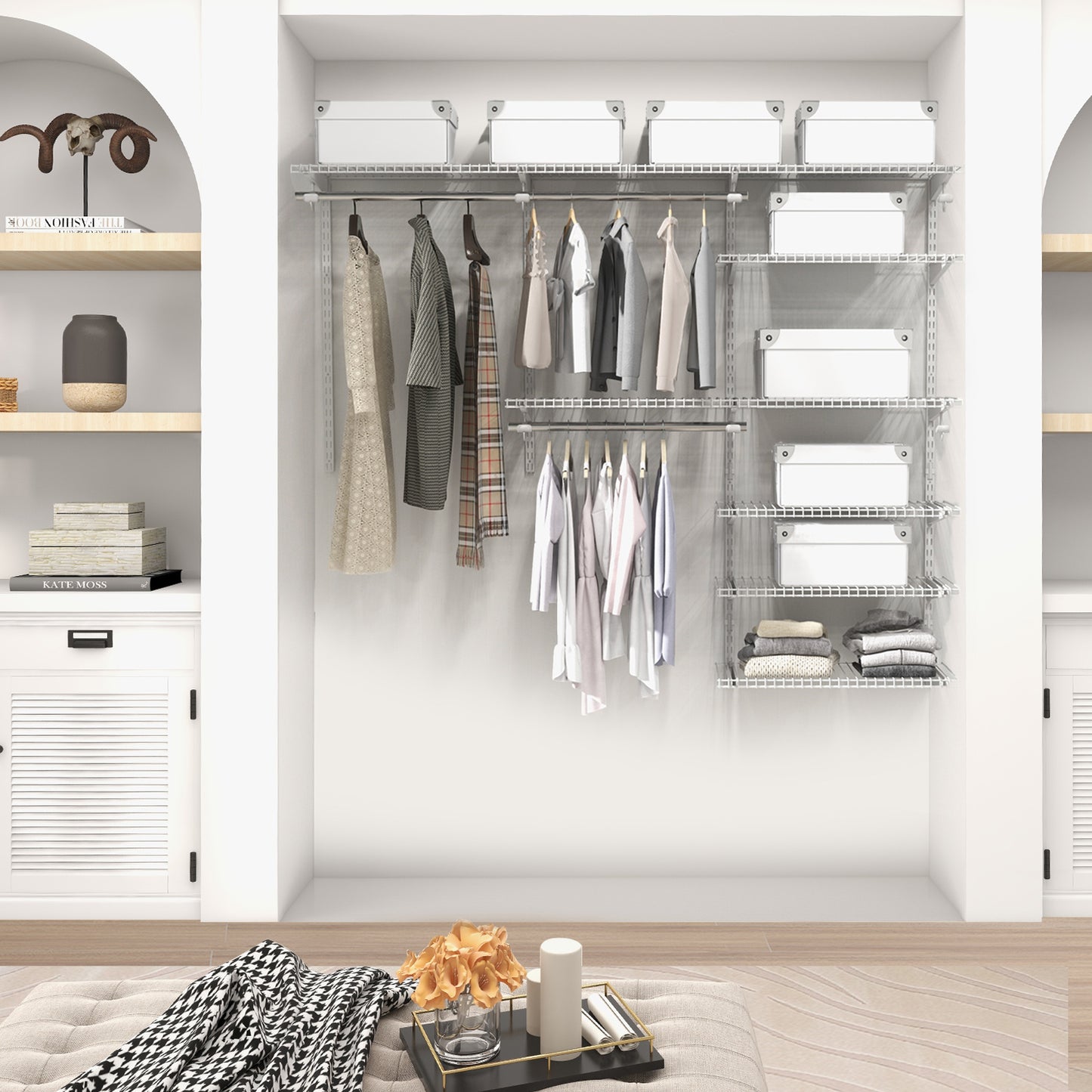 Custom Closet Organizer System Kit with Shelves-White